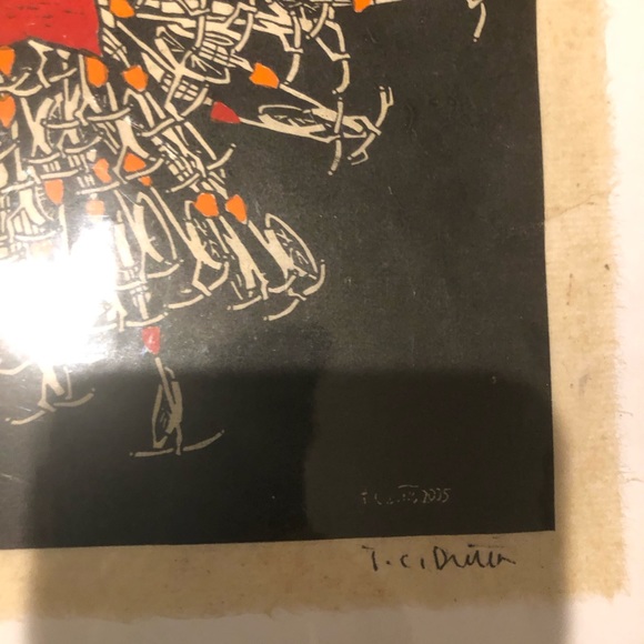 Original signed woodblock print “Touchpoints” by Tran Cong Dung - Picture 4 of 5